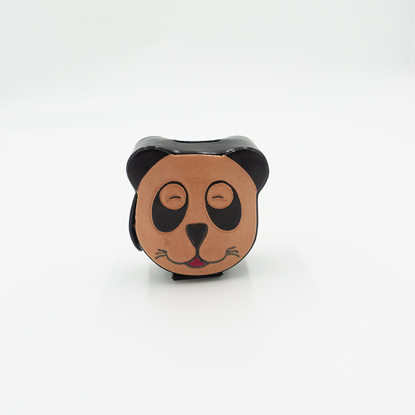 Leren beer spaarpot, zwart