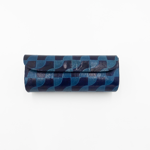 Leren brillenkoker, blauw