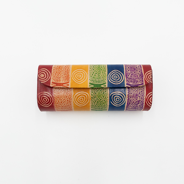 Leren brillenkoker, gekleurd patroon