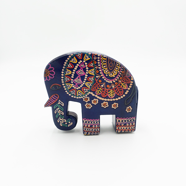 Leren olifant spaarpot, blauw