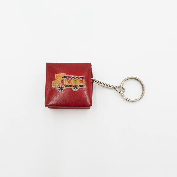 Leren vrachtwagen portemonnee met sleutelhanger, rood